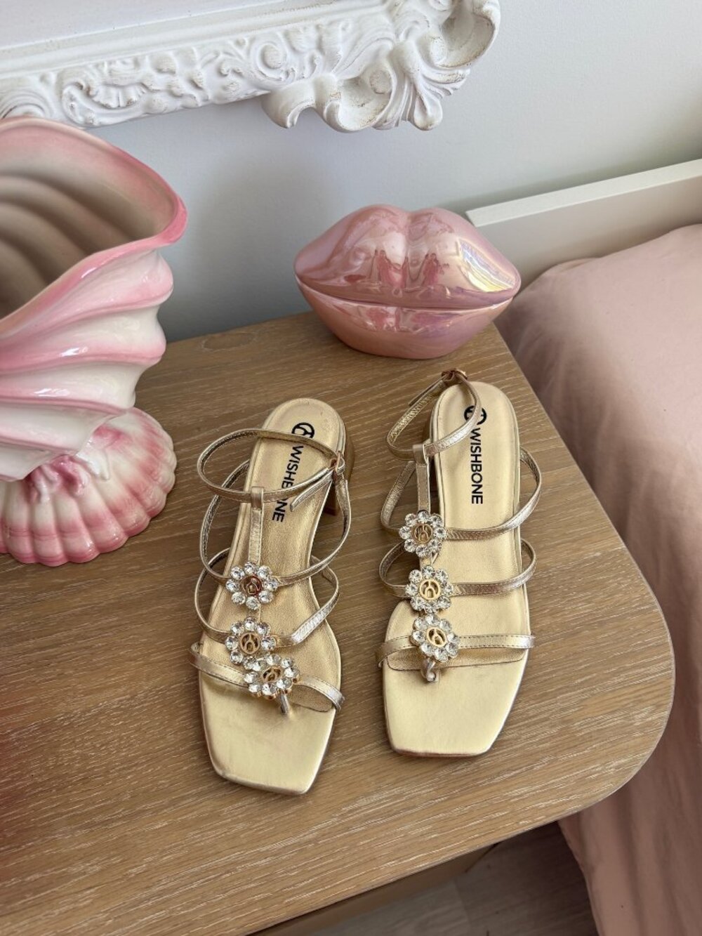 Browns Gold Strappy Block Heel Sandals